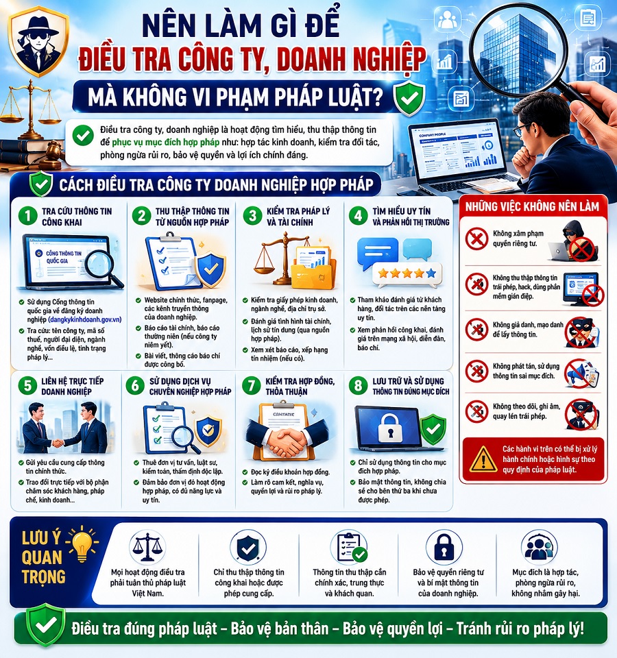 Nên làm gì để điều tra công ty doanh nghiệp mà không vi phạm pháp luật?
