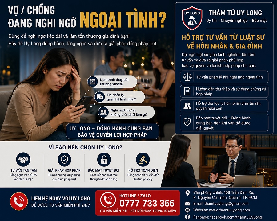 Liên Hệ Dịch Vụ Thám Tử Điều Tra Ngoại Tình TPHCM