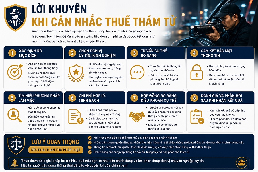 lời khuyên khi cân nhắc thuê thám tử