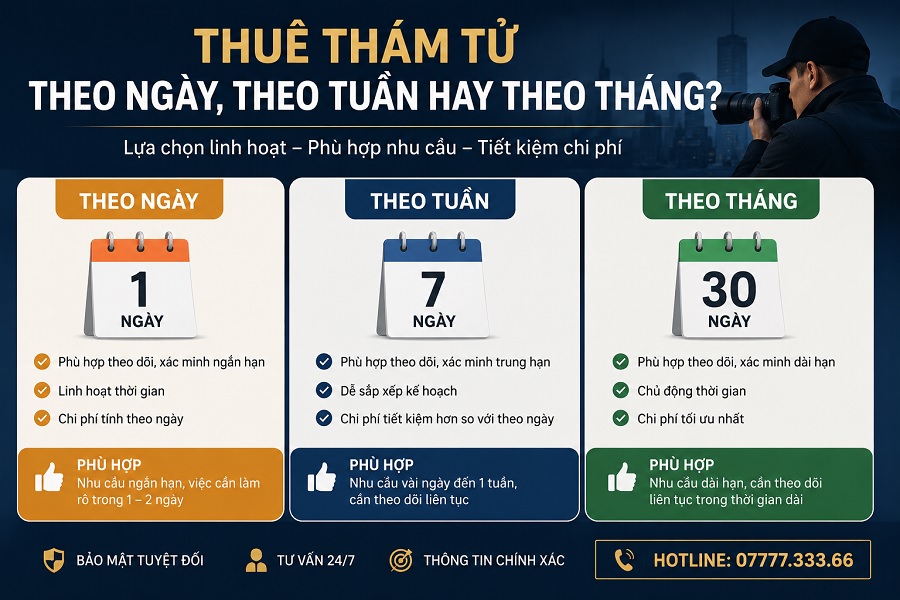 Thuê Thám Tử Theo Ngày, Theo Tuần Hay Theo Tháng?
